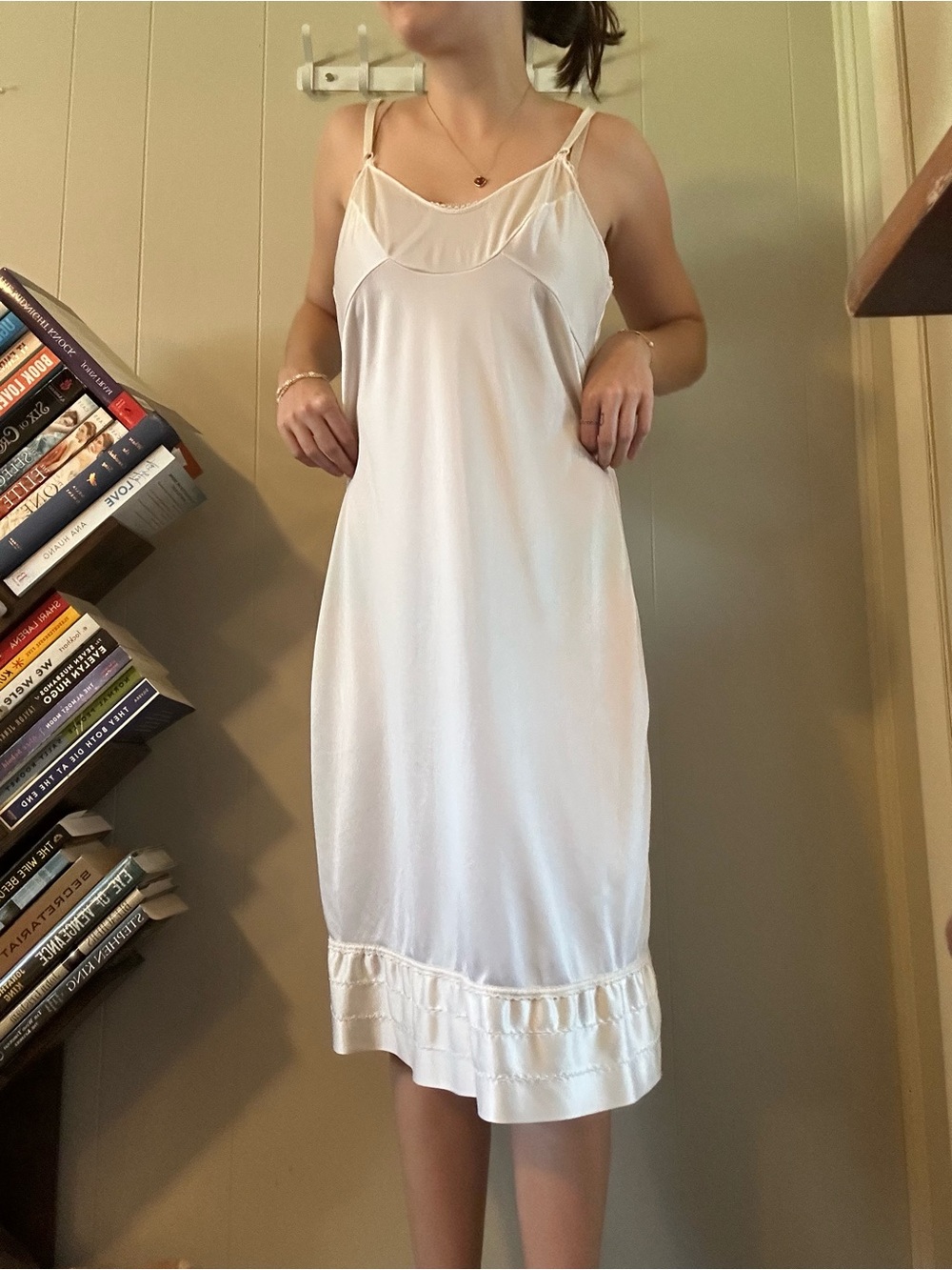 Lightweight White Slip Chemise with Sheer Yoke